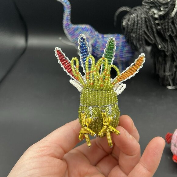 Beadworx By Grassroots Lot Of 4 Beaded Sculpture Dog Elephant Pig Rooster Farm - Picture 8 of 16